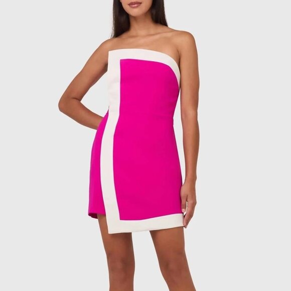 NWT Amanda Uprichard  Rhodes Dress in Hot Pink / White size XS - Picture 2 of 11